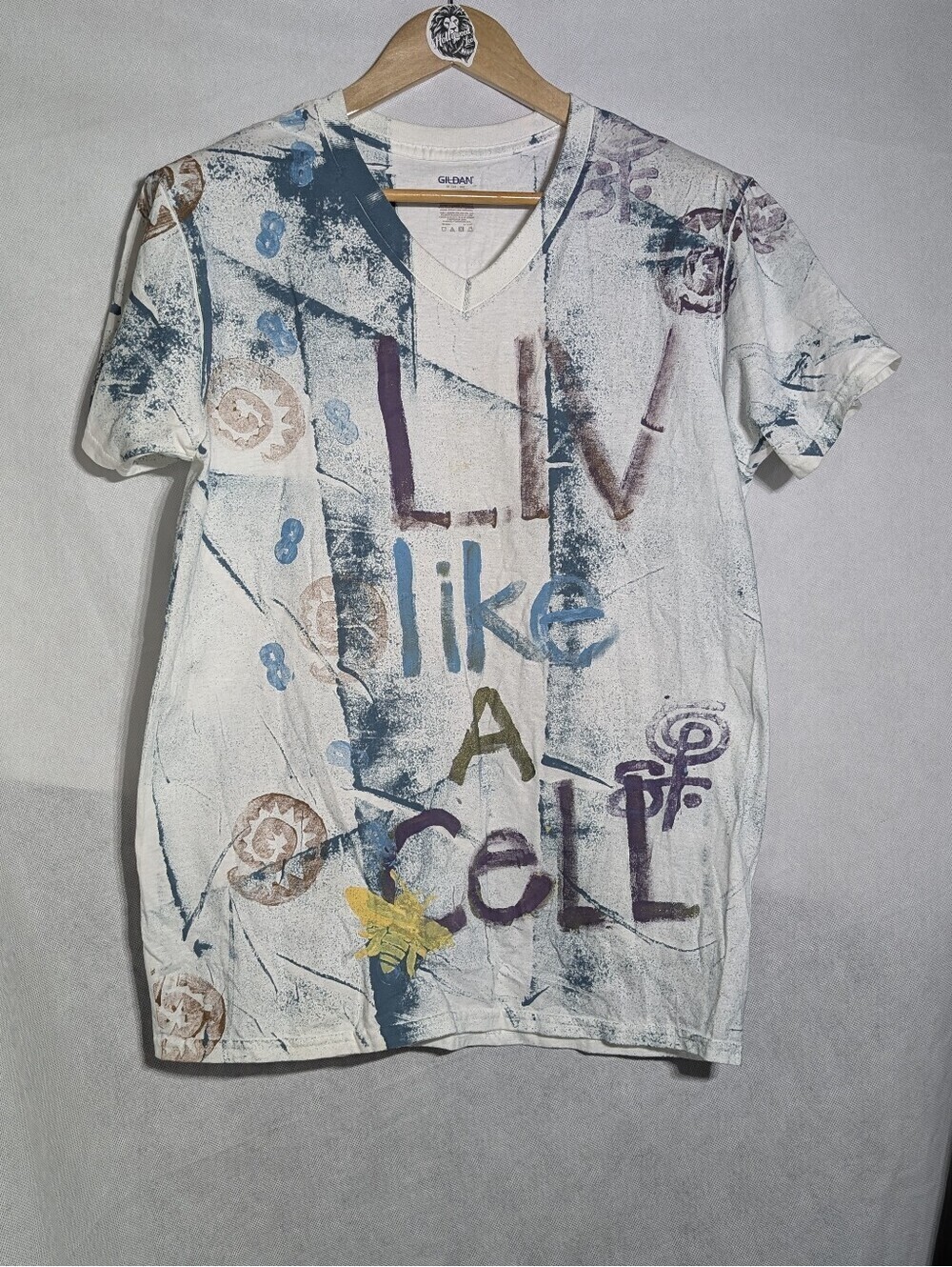 Hand-Painted Artist Signed T-Shirt M LIV Like A Cell / Well